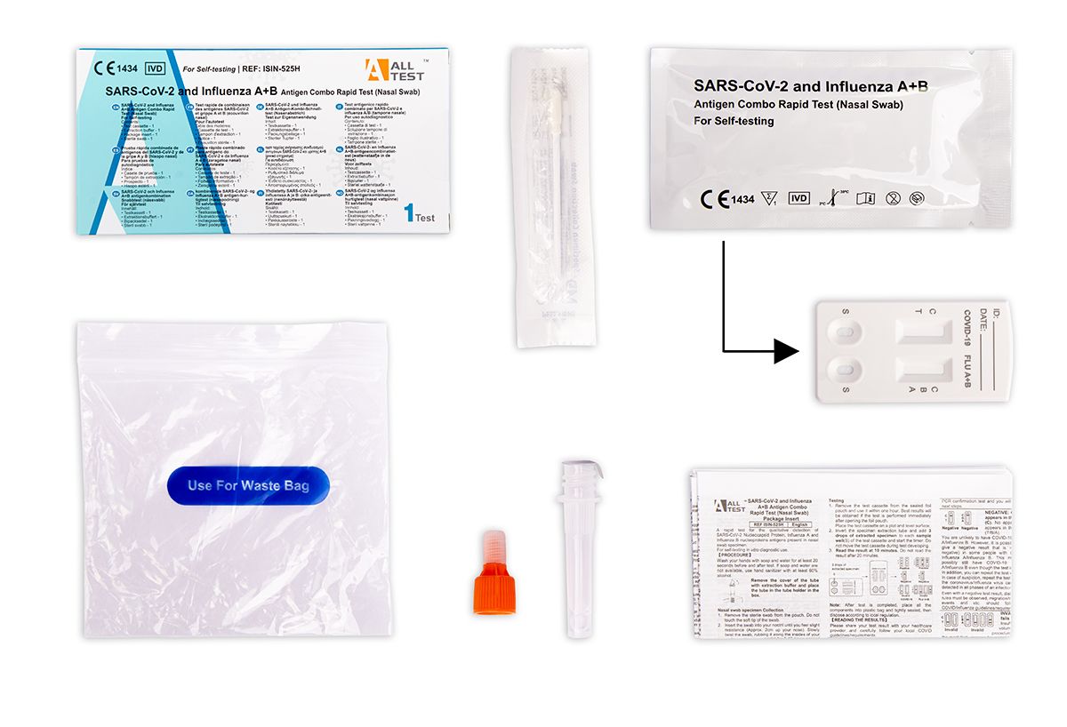 AllTest 3in1 Selbsttest Influenza A/B & COVID-19 Antigen Schnelltest 1 ...