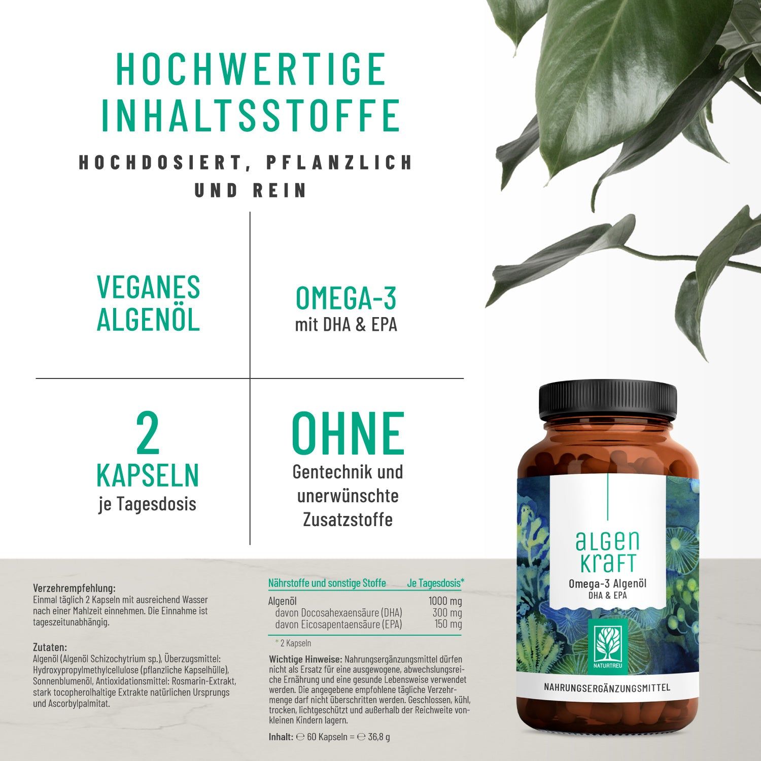 Omega 3 Algenöl Kapseln - Algenkraft Naturtreu® 36,78 g