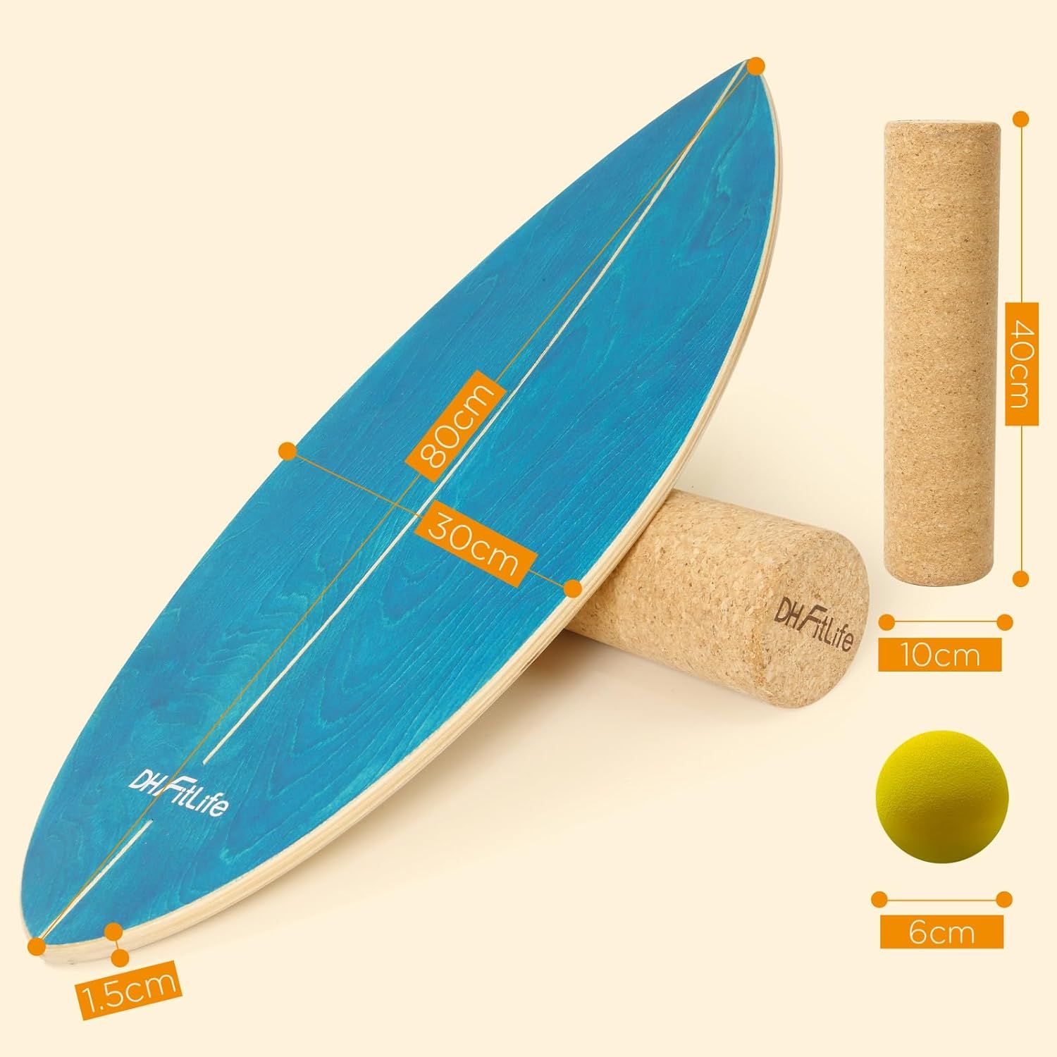 DH FitLife Surfin Balance Board aus Echtholz