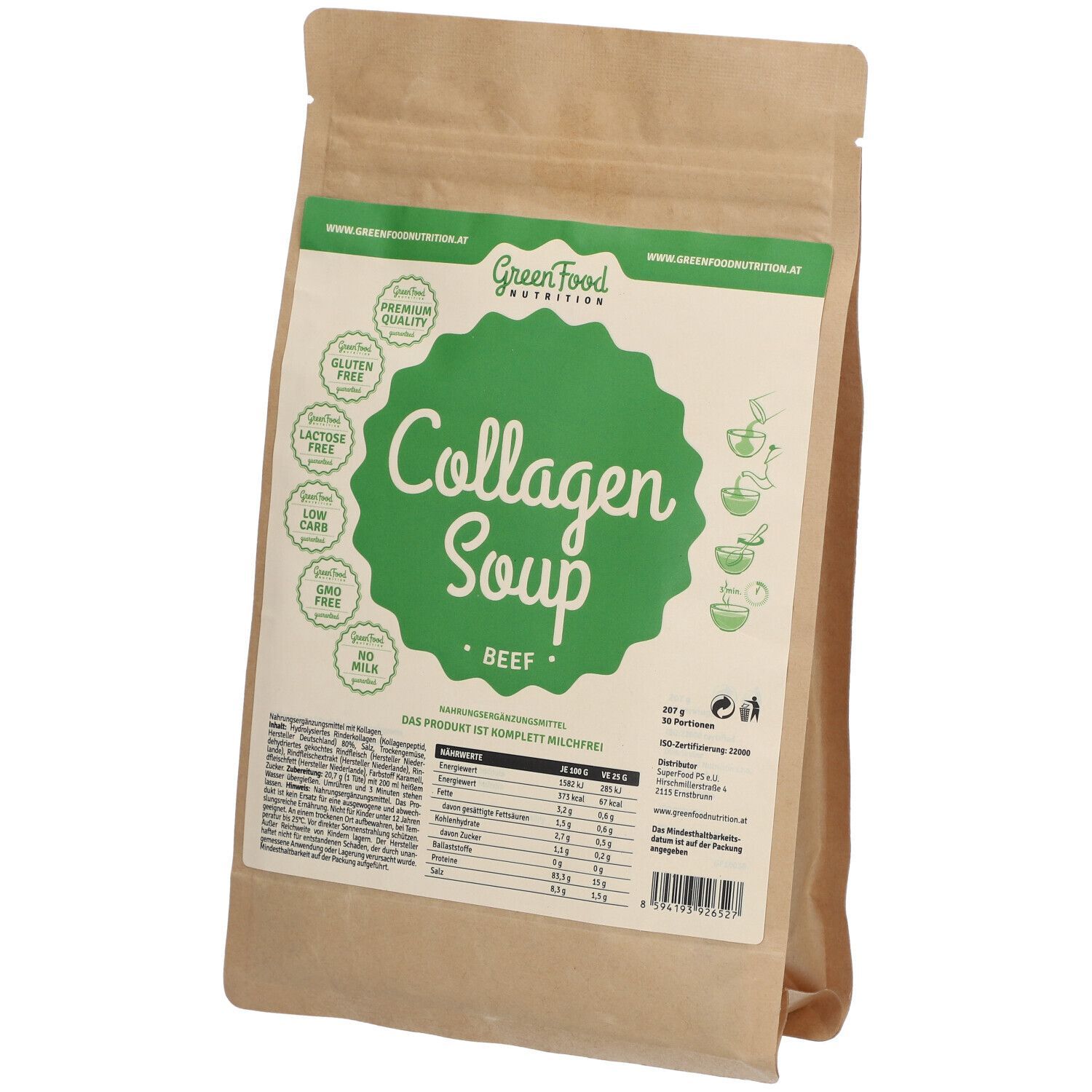 GreenFood Nutrition Soupe au collagène Bœuf