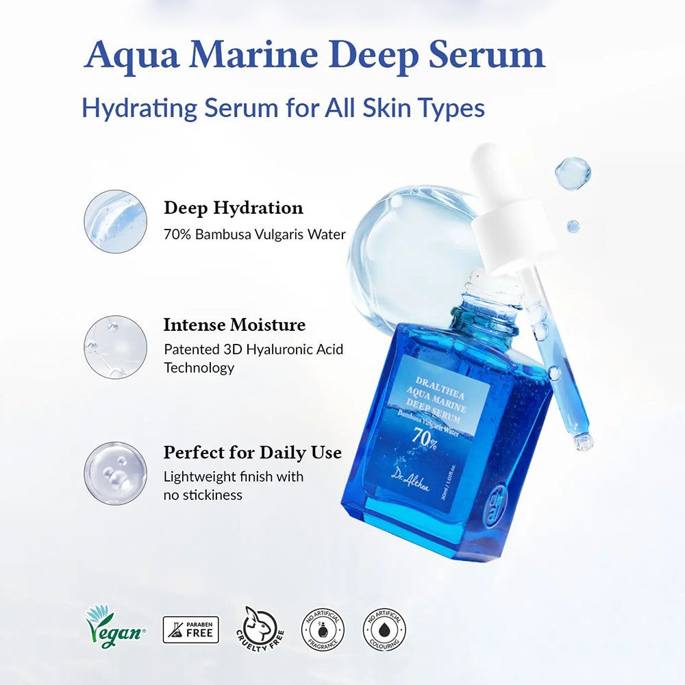 Dr. Althea Aqua Marine Deep Serum: Tiefenfeuchtigkeit, 70% Bambusa Vulgaris Wasser.