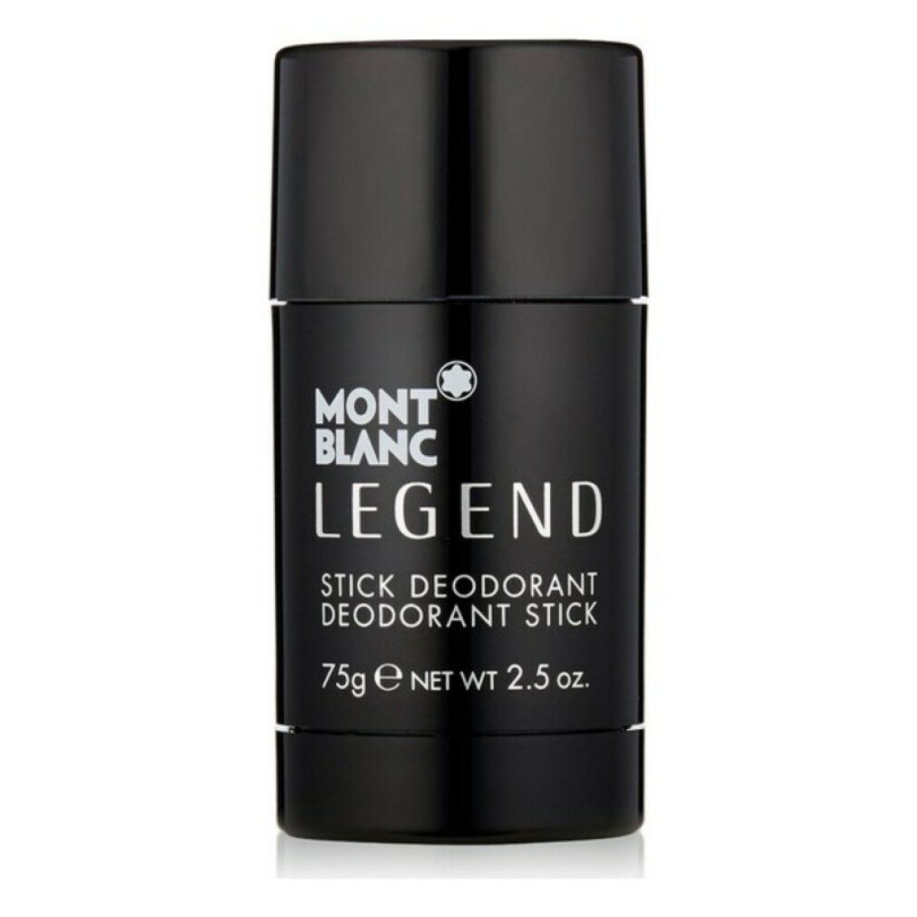 Schwarzer Montblanc Legend Deodorant Stick. Produktname und Logo deutlich sichtbar. Gewicht: 75g.