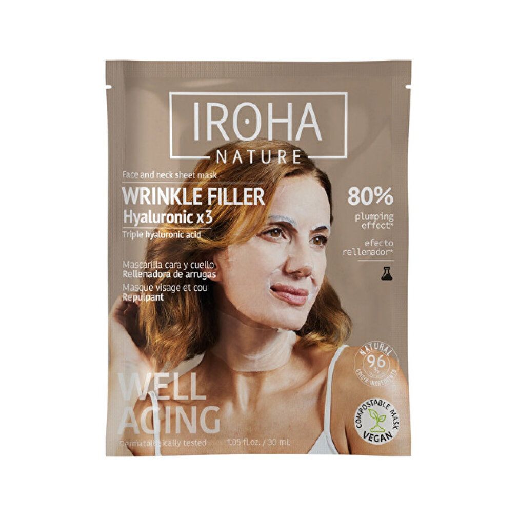Iroha Nature Gesichtsmaske mit Hyaluronsäure gegen Falten und für Anti-Aging.