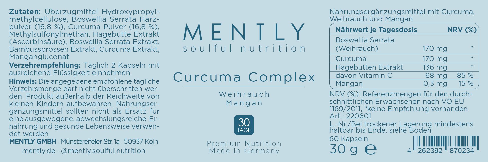 Mently Curcuma Complex mit Weihrauch 60 St Kapseln