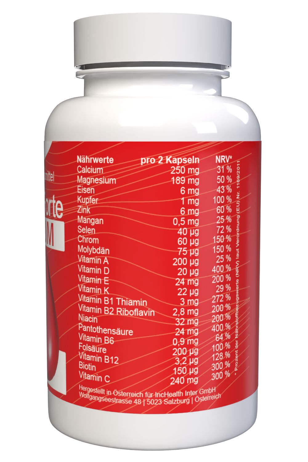 Rückseite einer Flasche Arthro Pro Forte mit Nährwertangaben und Herstellerinformationen.