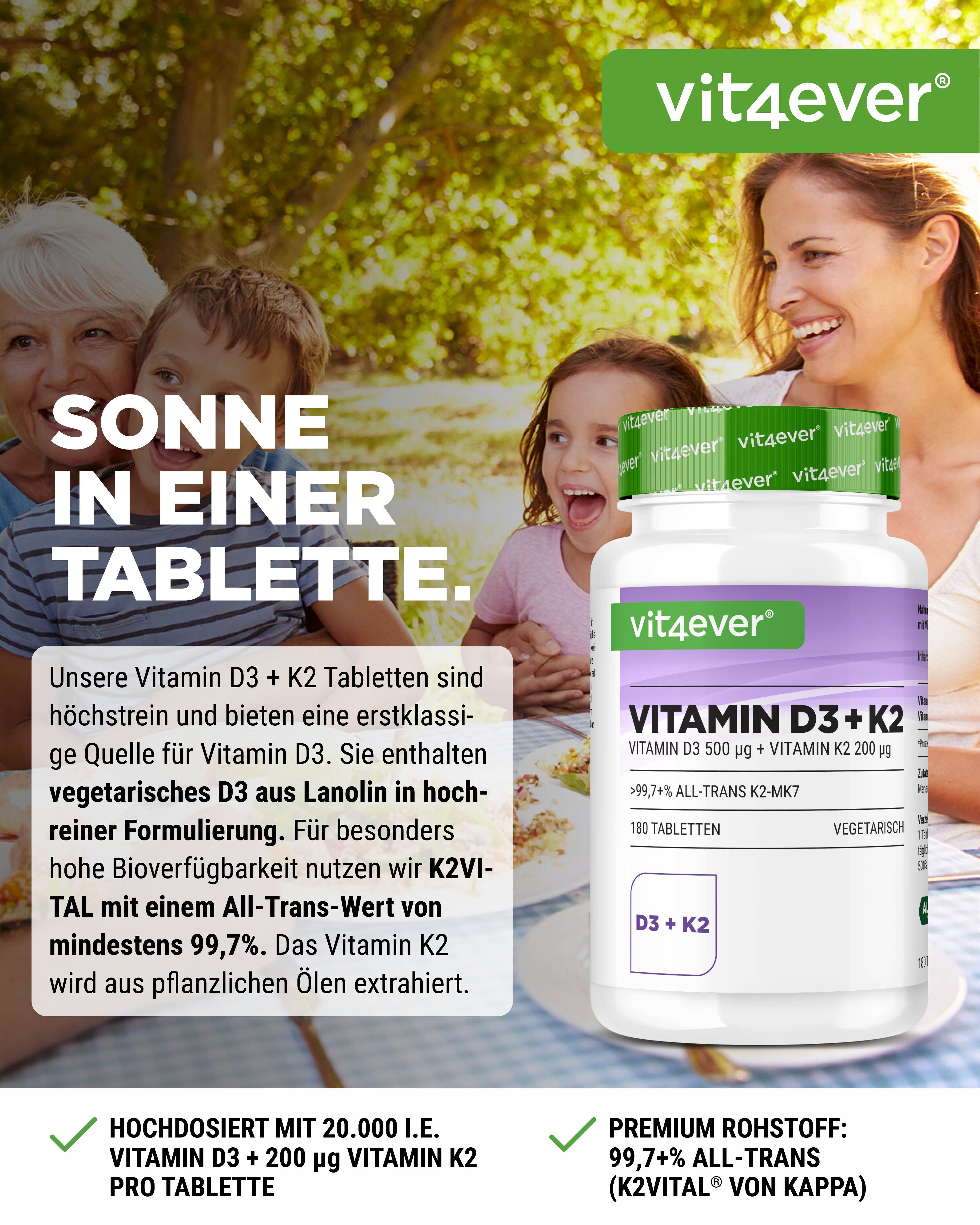 Vit4ever Vitamin D3 20.000 I.E. + Vitamin K2 200 mcg