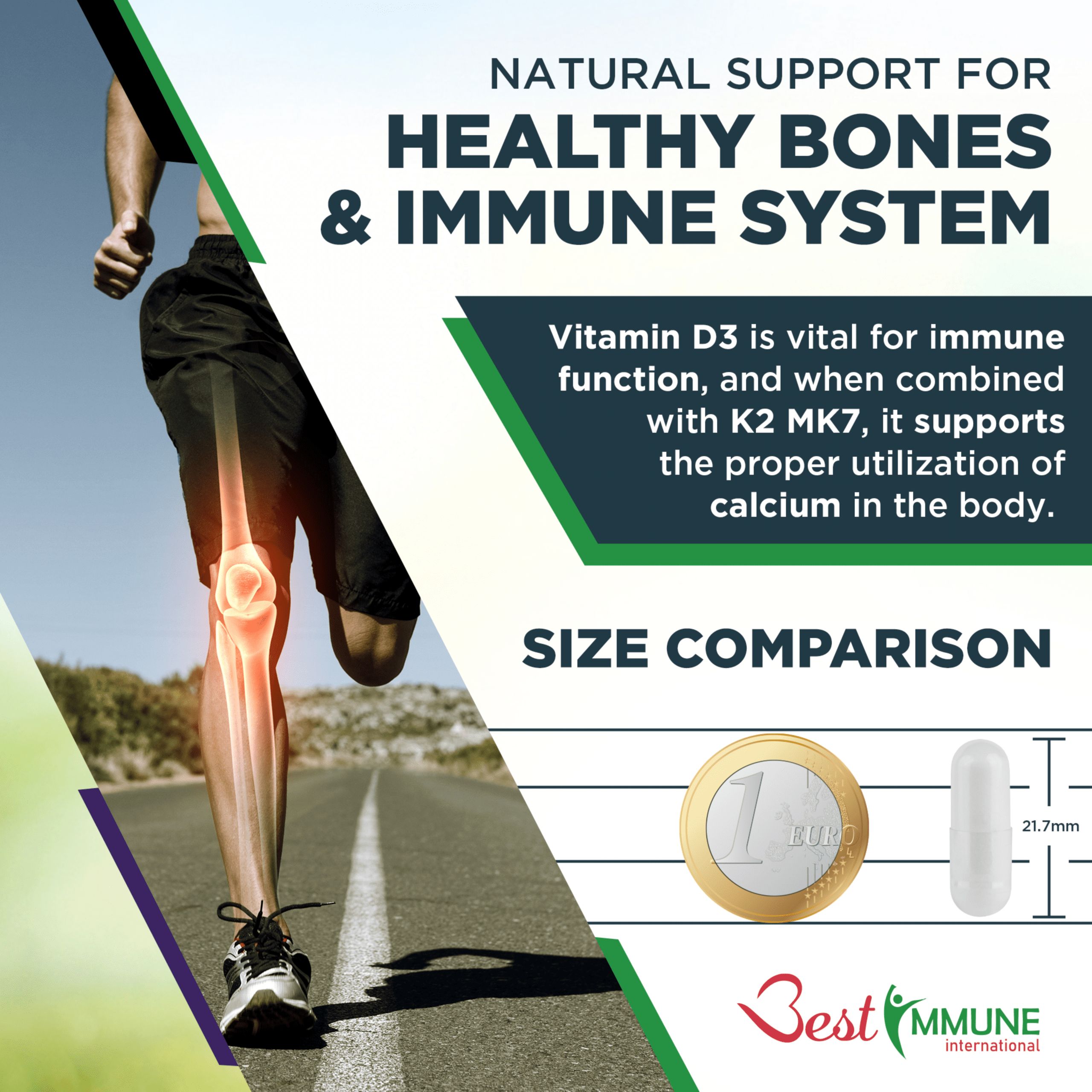 Best Immune Vitamin K2 MK7 200 mcg D3 (Cholecalciferol) 4000 IE