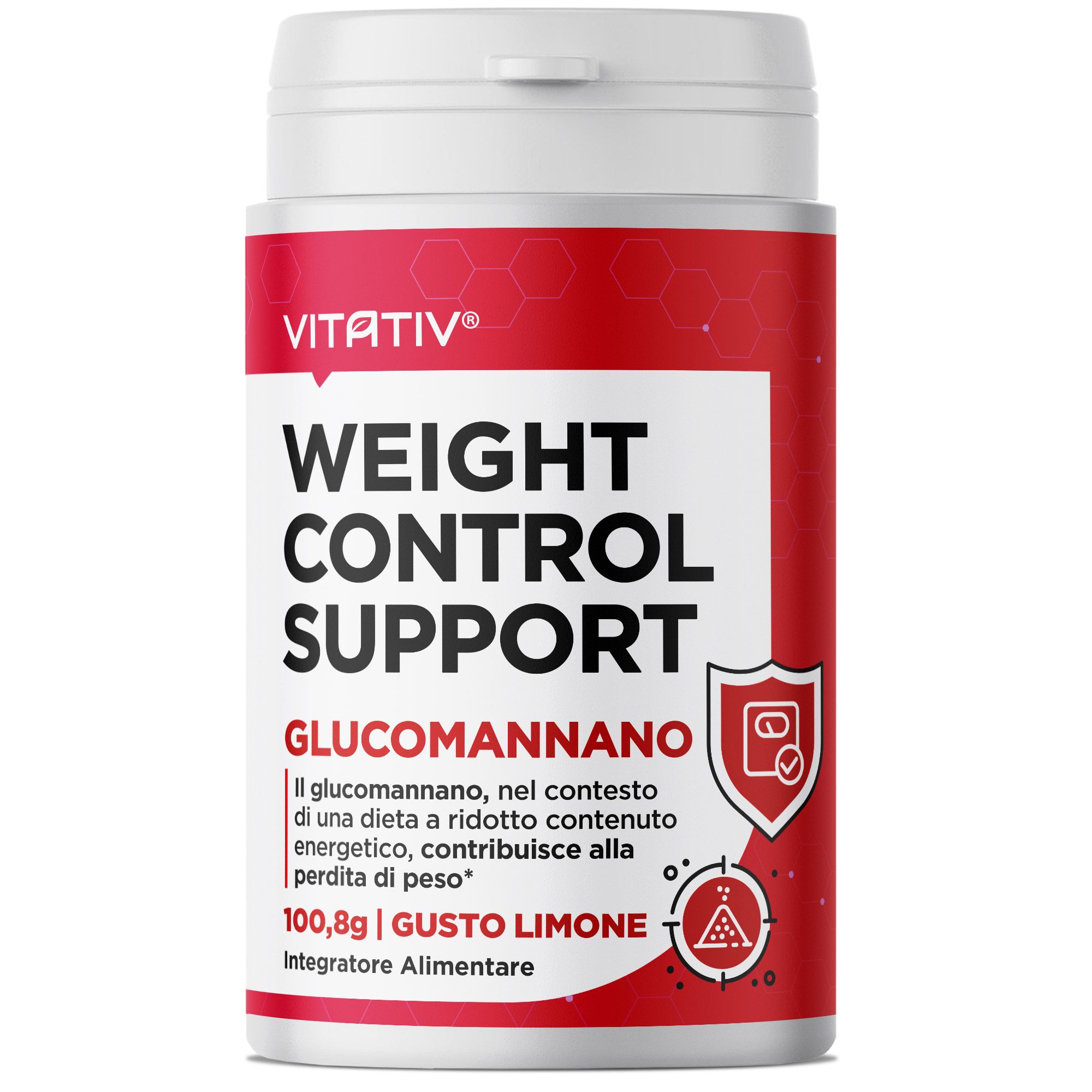 VITATIV® GLUCOMANNANO + Vitamina C e B6, Integratore in Polvere Gusto Limone per Controllo del Peso