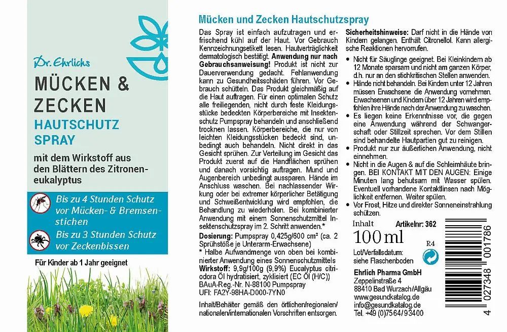 Dr. Ehrlichs Mücken- & Zecken Hautschutzspray