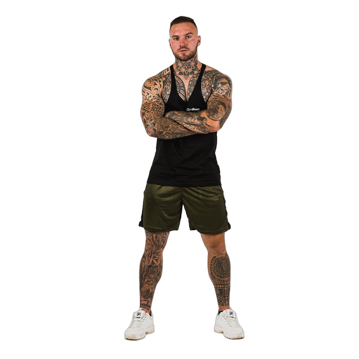 GymBeam Tanktop Herren Stringer Regular Fit aus Baumwolle und Polyester in Schwarz