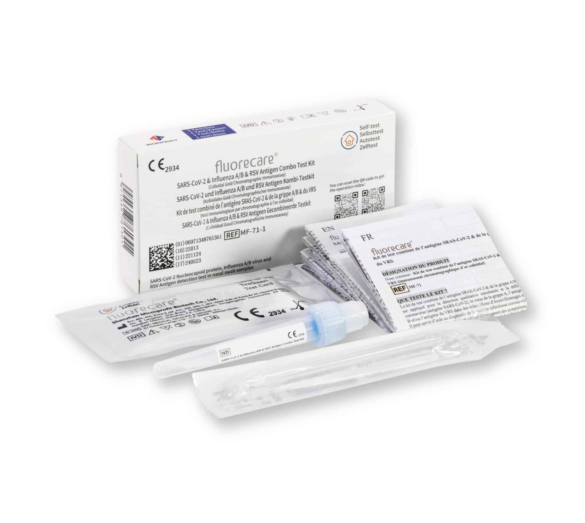 Fluorecare Kombi-Schnelltest (Covid & Influenza Rsv) | Gratis parahealth Corona Tests 575 St