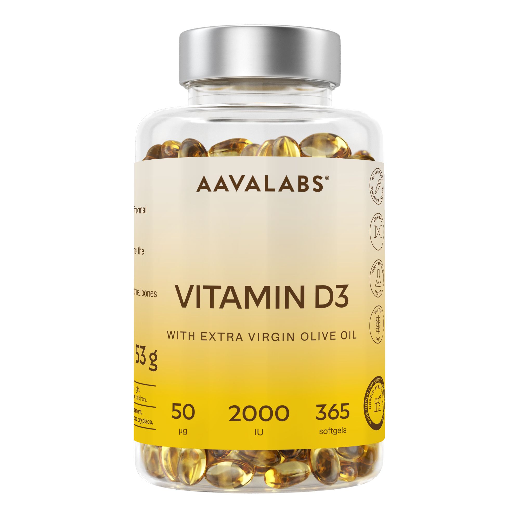 Aavalabs Vitamin D3 2000 IE | Vit d3 für Muskel-, Knochen- & Zahnerhalt | Langzeitvorrat
