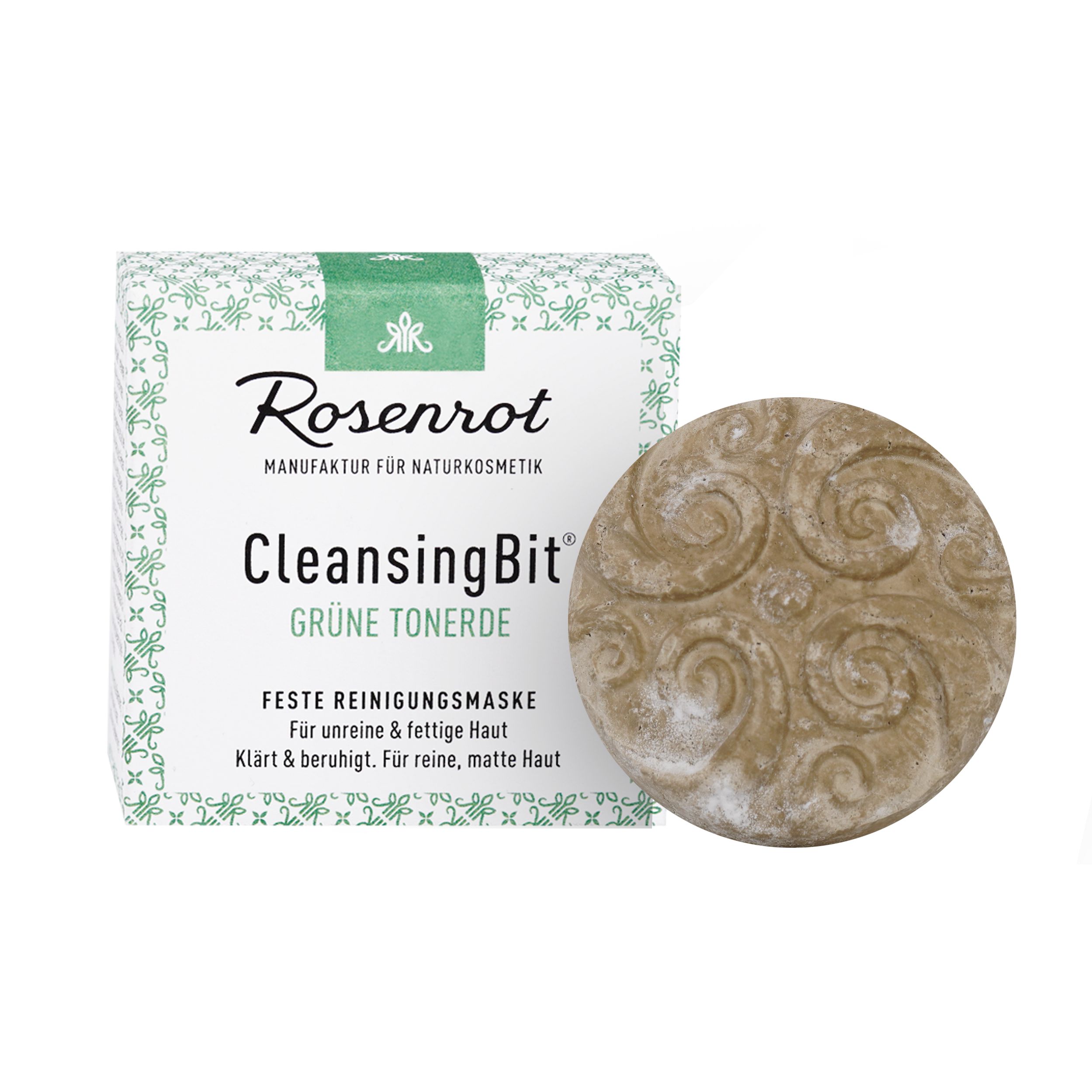 Rosenrot Naturkosmetik - CleansingBit® mit grüner Tonerde - Tonerde Maske