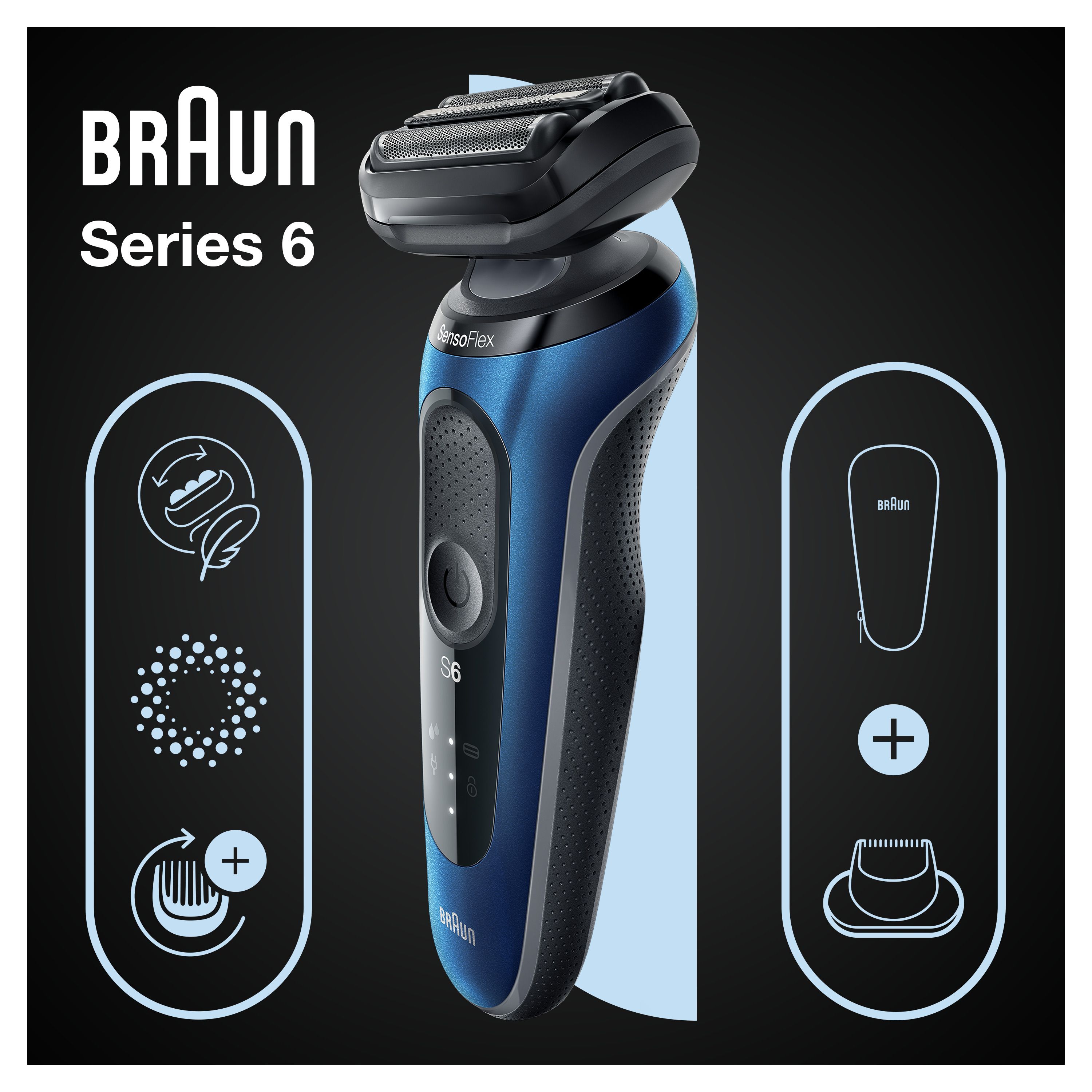 Braun - Elektrischer Rasierer für Männer "Series 6 60-B1200s" in Blau