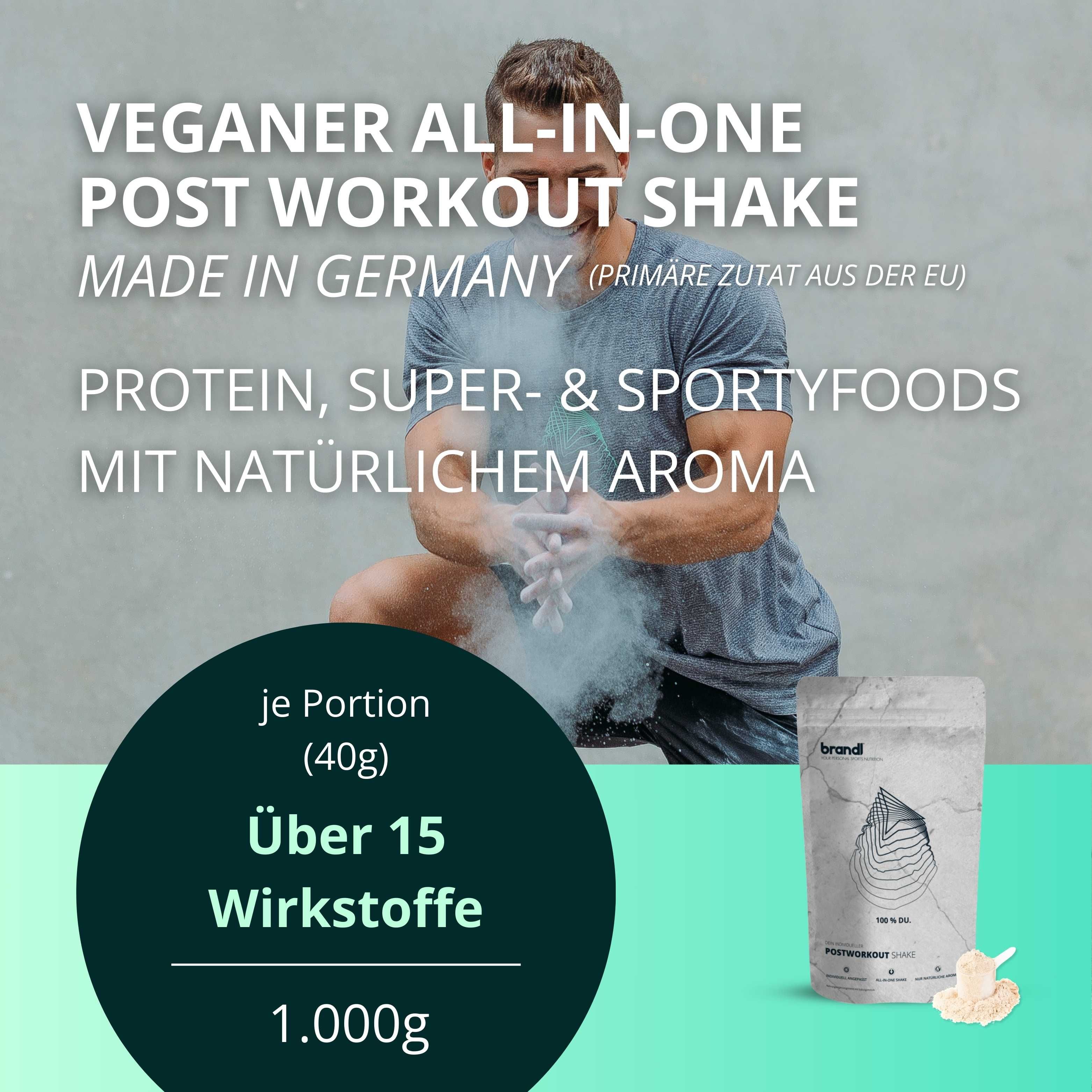 brandl® Veganes Protein-Pulver All-in-One nach dem Training | 4K-Kombi-Vegan-Protein 1000 g Pulver