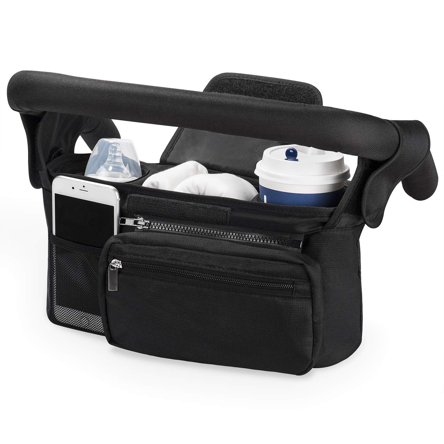 MOMCOZY Kinderwagen Organizer Universal mit Isolierten Getränkehalter Becherhalter