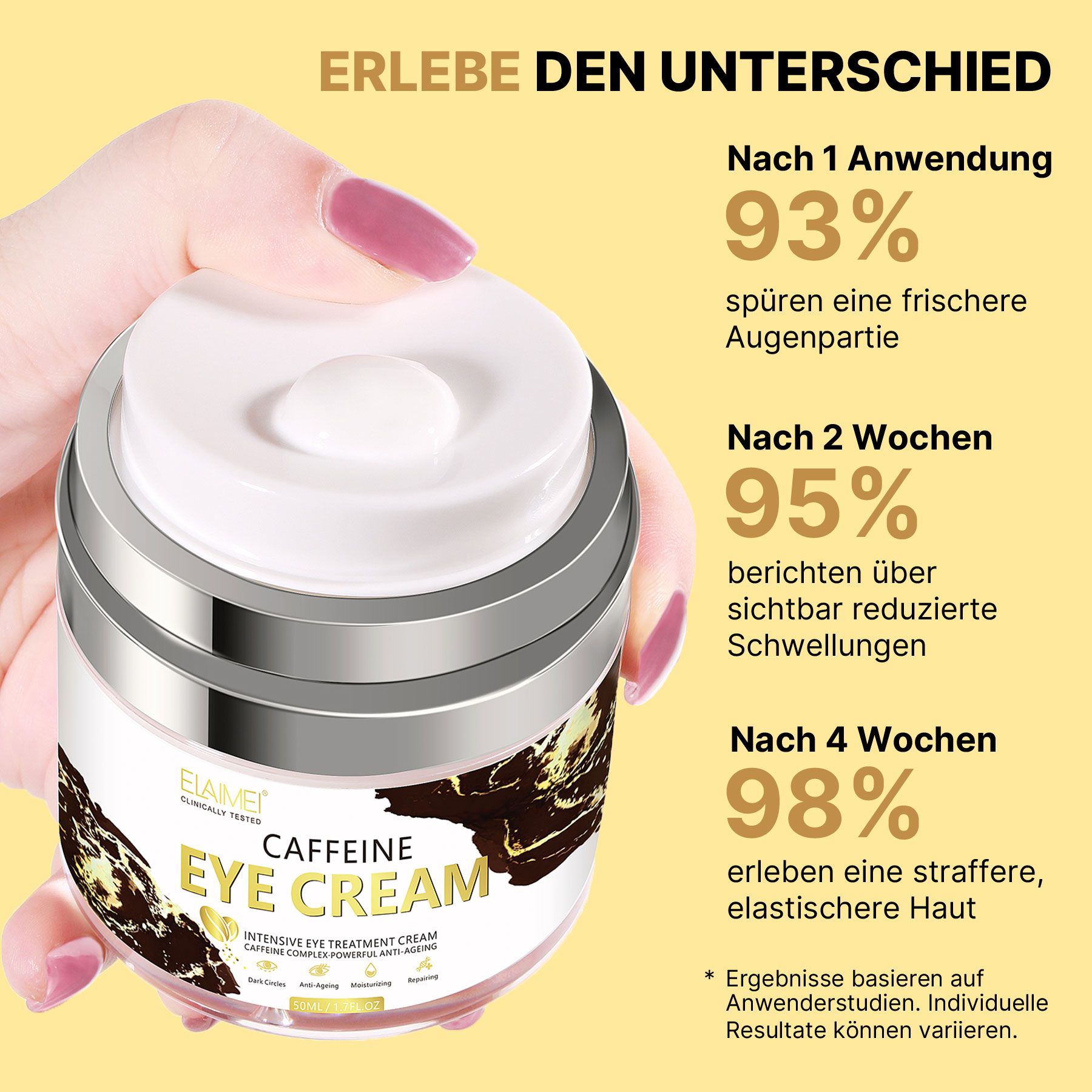 ALIVER Anti-Aging-Augencreme mit Koffein Reduziert Augenringe