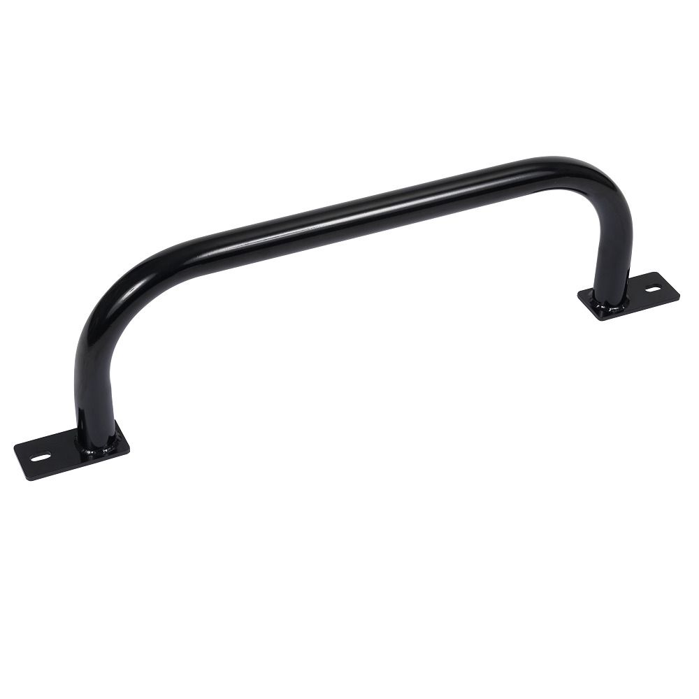Schwarzer Hangelgriff mit zwei rechteckigen Basen. Gebogene Form. Isoliert auf weißem Hintergrund.