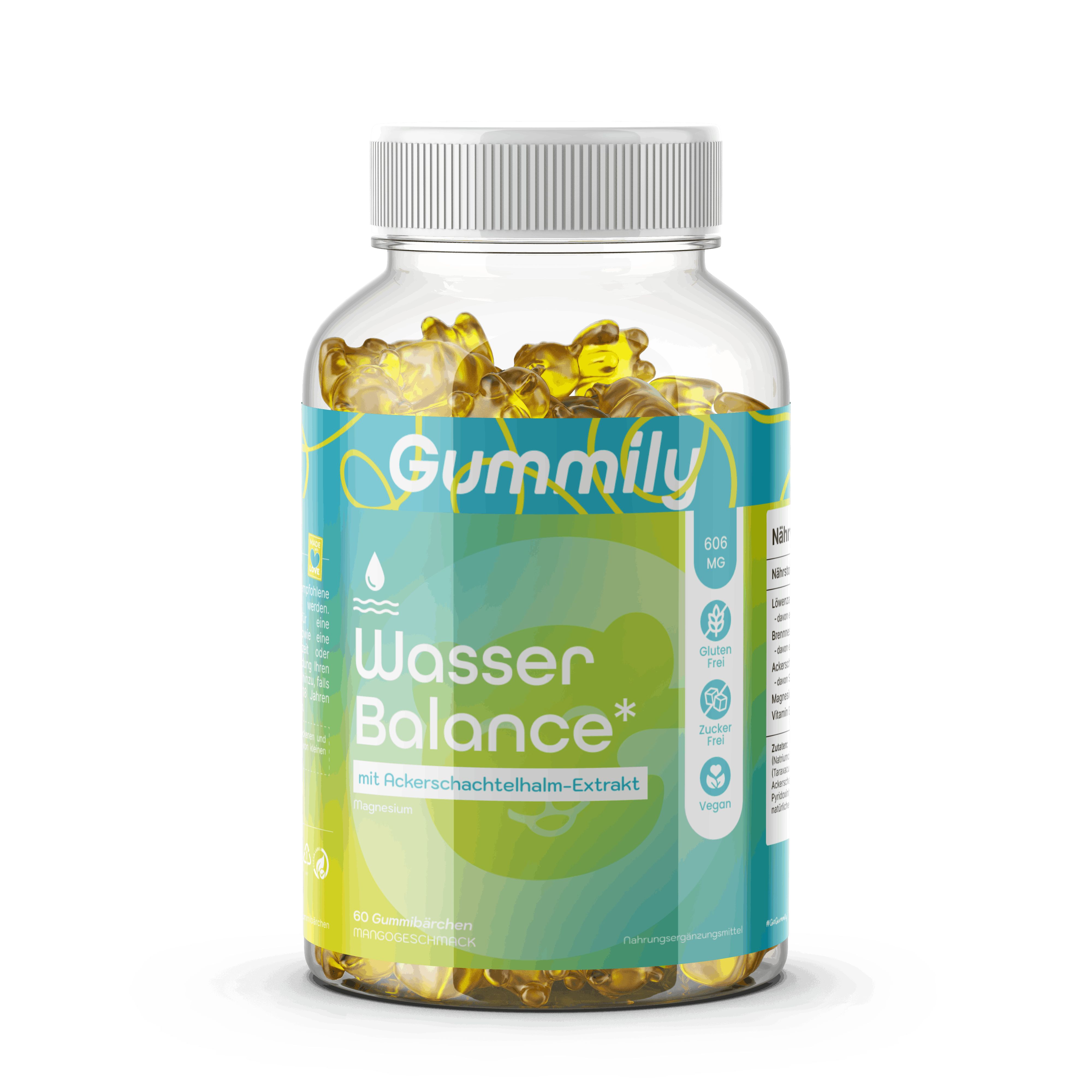 Gummily® Wasser Balance - mit Brennnessel, Löwenzahn, Ackerschachtelhalm & Magnesium 60 St Gummibärchen
