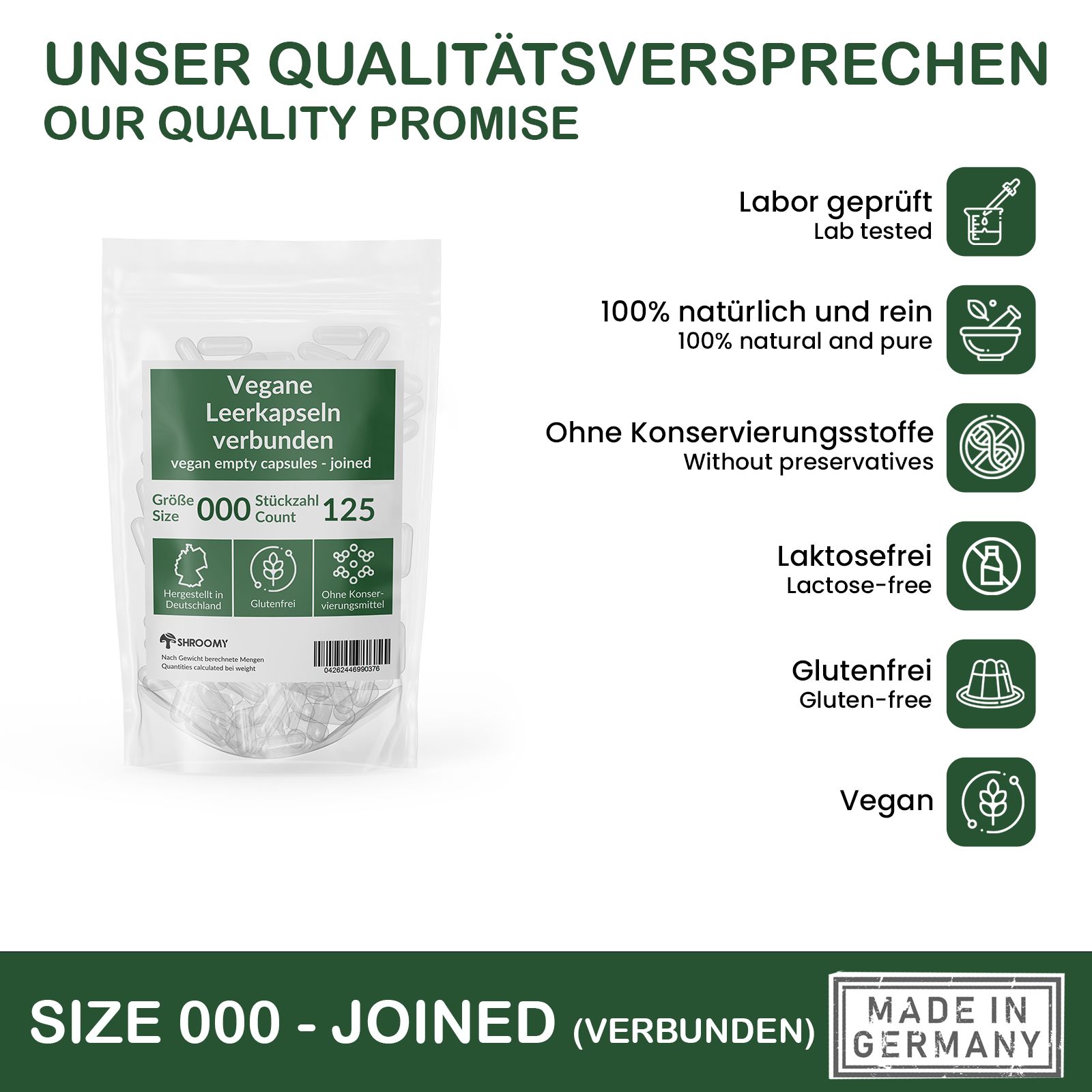 SHROOMY Leerkapseln Größe 000 verbunden