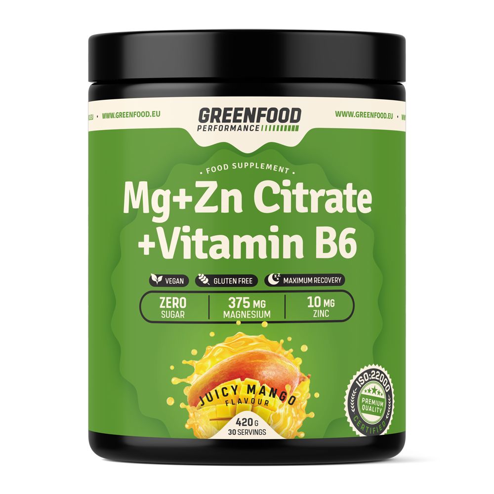 GreenFood Nutrition Performance Mg+ZN Citrate + Vitamin B6 Juicy Mango