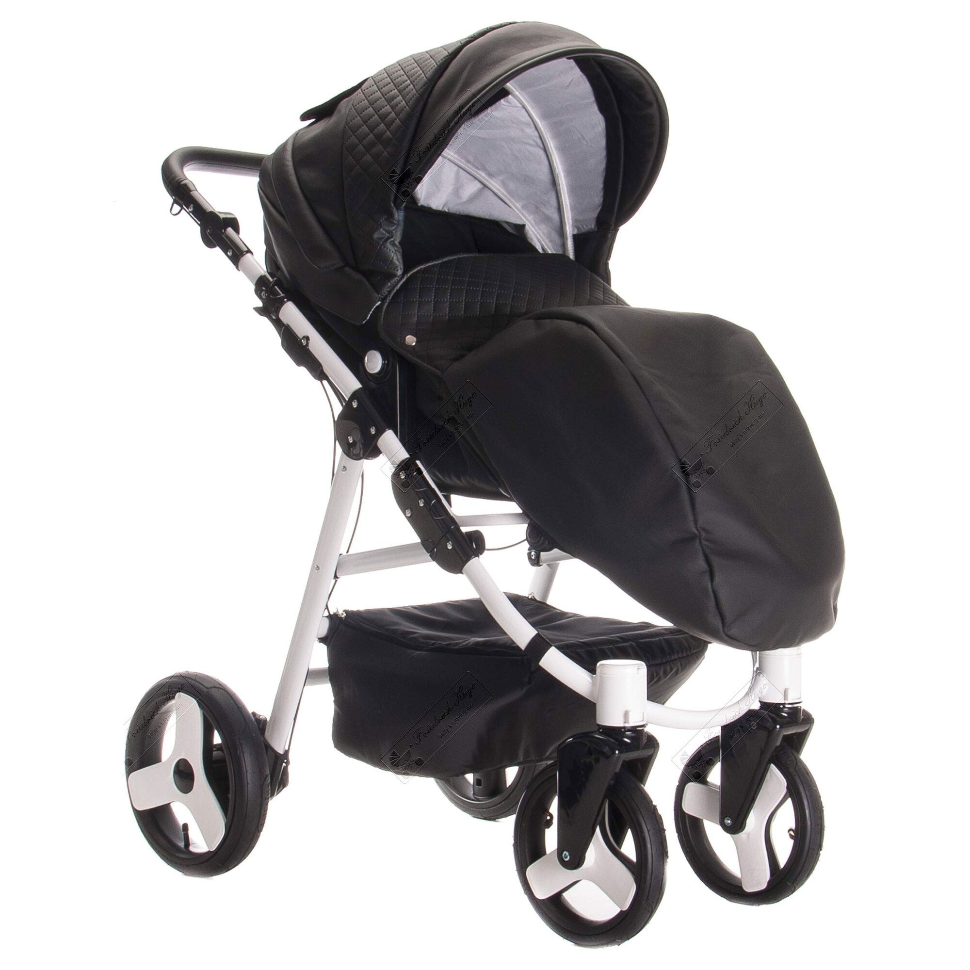 Friedrich Hugo Easy Comfort 2 in 1 Kinderwagen, Black & Leatherette