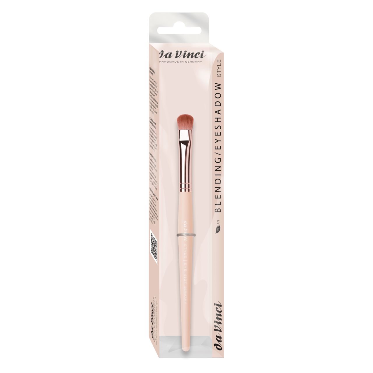 Verpackung mit einem Pinsel. Auf der Verpackung steht "da Vinci" und "BLENDING/EYESHADOW STYLE".