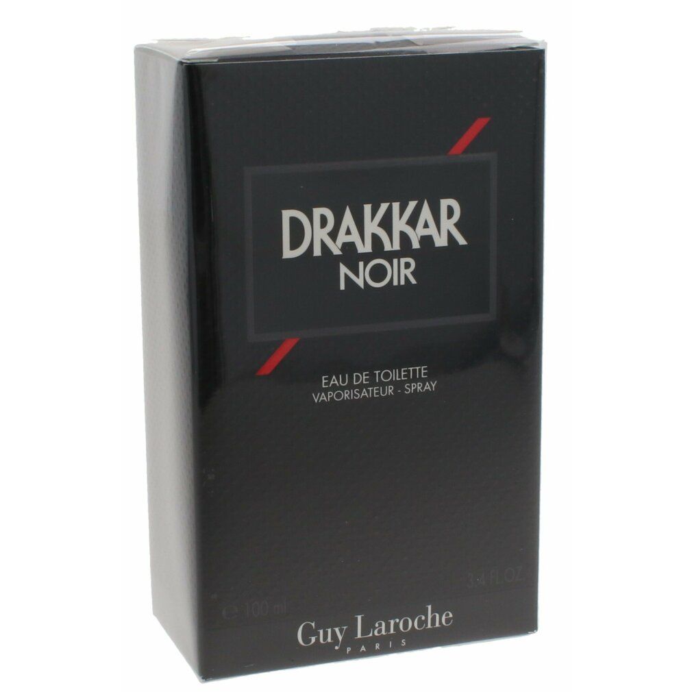 Schwarzer Karton mit Drakkar Noir-Logo. Eau de Toilette Spray. Guy Laroche-Logo unten. Verpackt in durchsichtiger Folie.