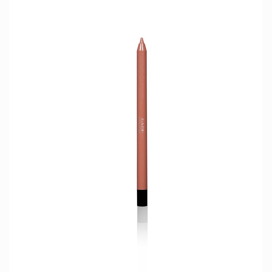 Lippenstift in Nude-Farbe. Schwarze Spitze. Aufschrift: GA-DE.