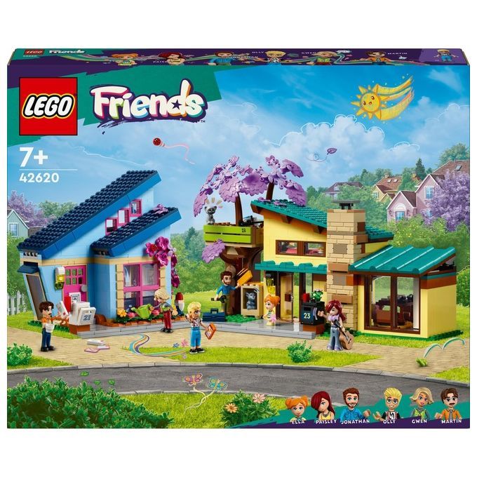 LEGO Friends 42620 Le Case di Olly e Paisley, Giochi per Bambini di 7+ Anni con 2 Case Giocattolo d