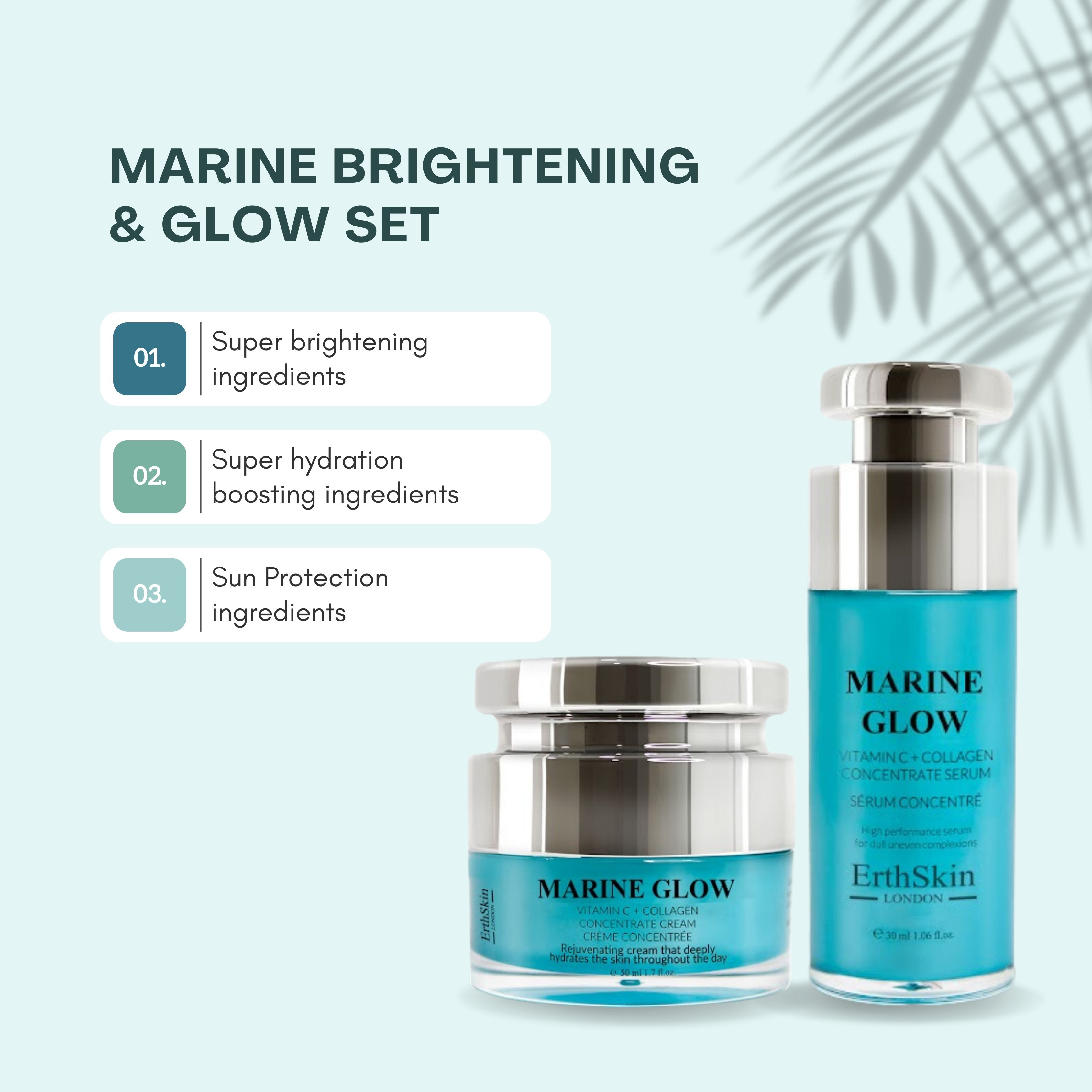 ErthSkin London Marine Glow Vitamin C + Kollagenkonzentrat Serum + Meereskonzentrat Creme set