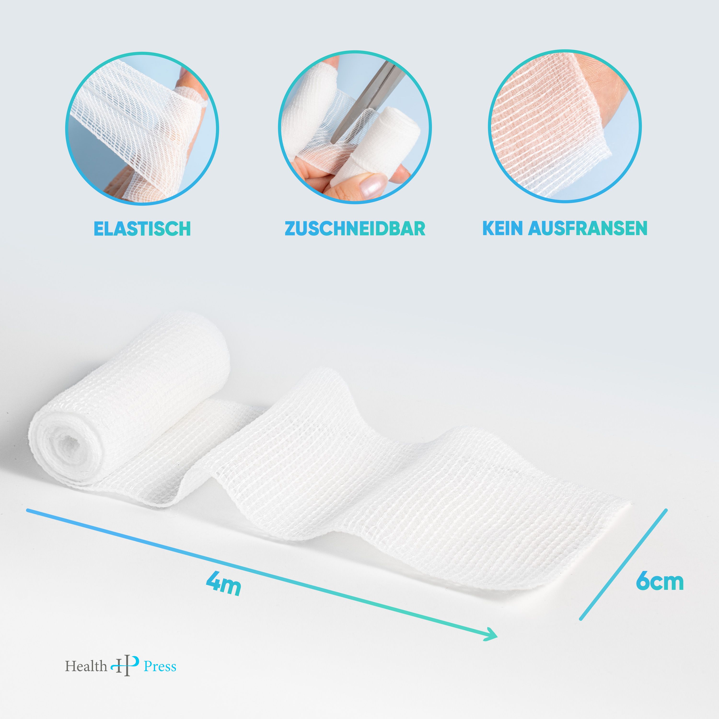 Health Press® Mullbinde elastisch 6 cm x 4 m