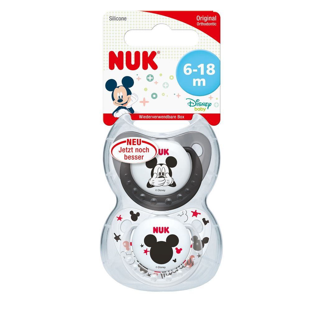 NUK® Trendline Disney Mickey Schnuller aus Silikon Größe 6 bis 18 Monate (Farbe/Motiv nicht wählbar)