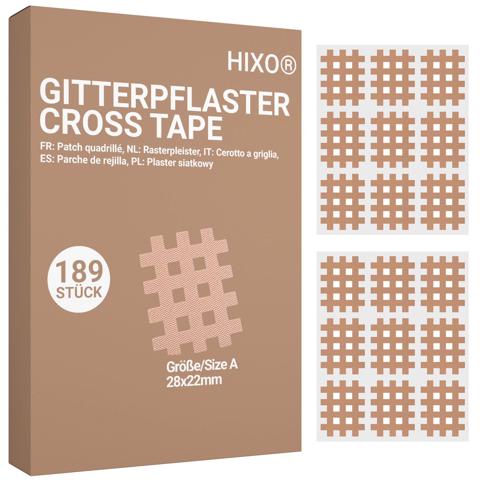 Hixo Gitterpflaster Gittertape Crosstape Akupunktur Pflaster Größe A 189 St
