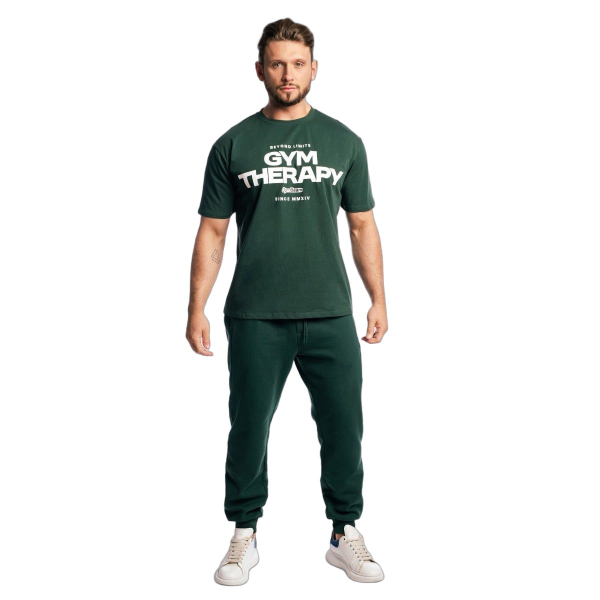 GymBeam T-Shirt Herren Gym Therapy oversized mit Kurzarm in Waldgrün