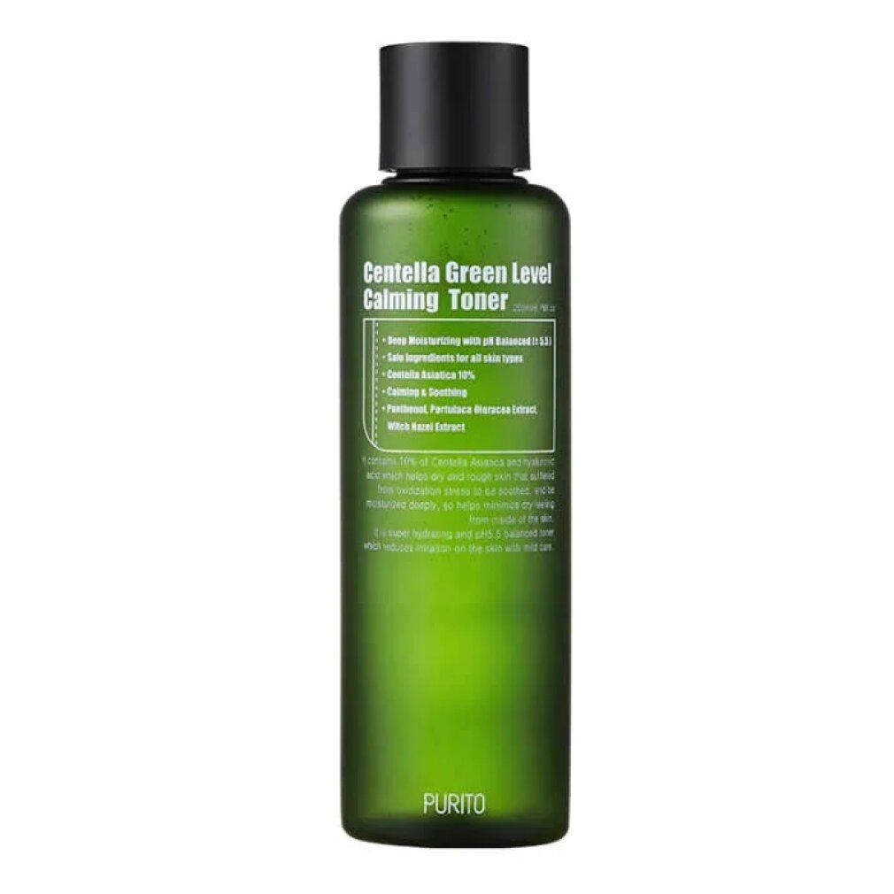 Purito Centella Green Level Beruhigendes Gesichtswasser: Grüne Flasche mit Etikett.