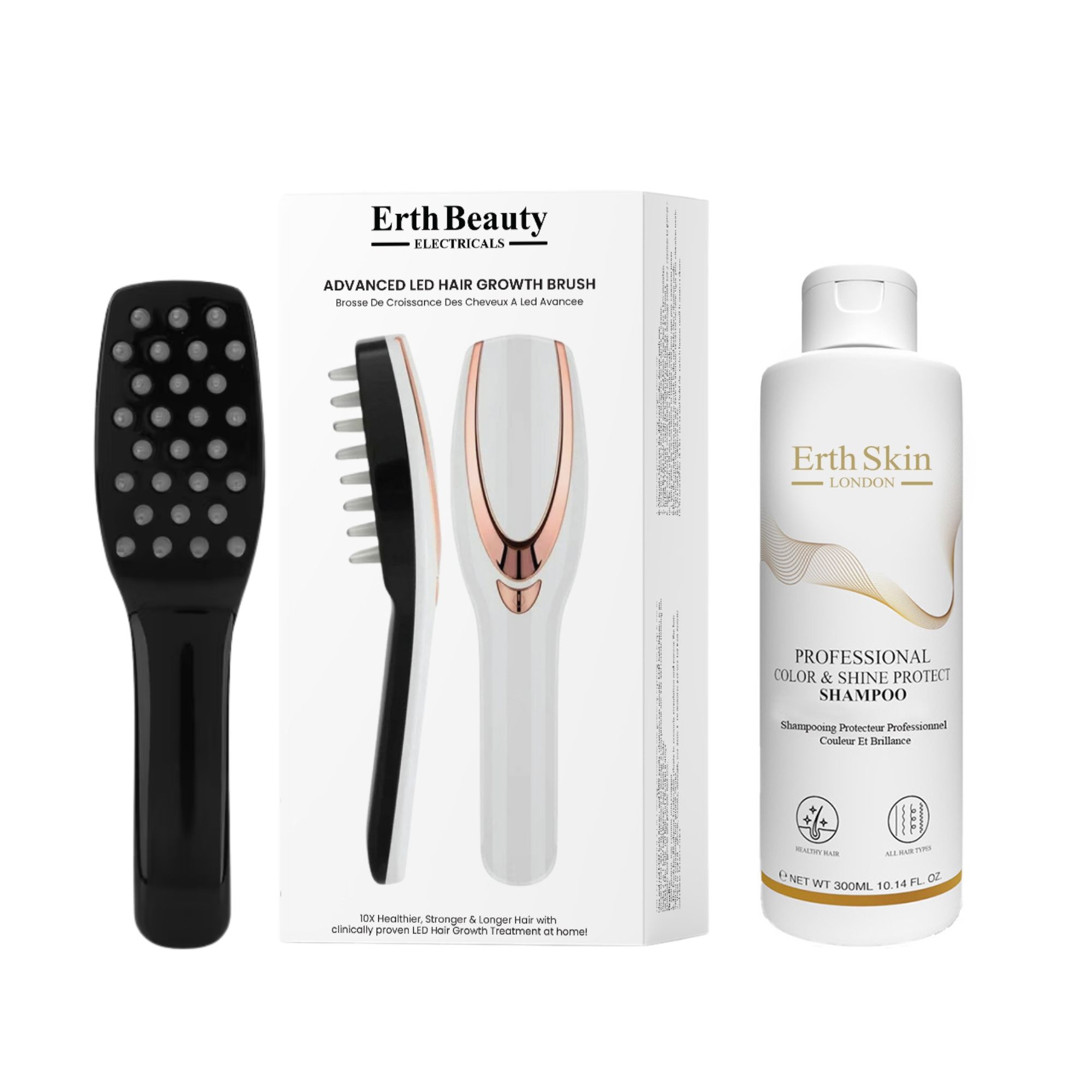 ErthSkin London Spazzola LED Capelli Duo Shampoo Protezione Colore
