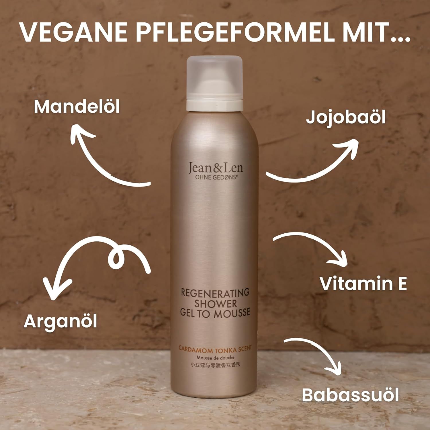 Jean & Len Regenerating Shower Gel To Mousse Cardamom & Tonka