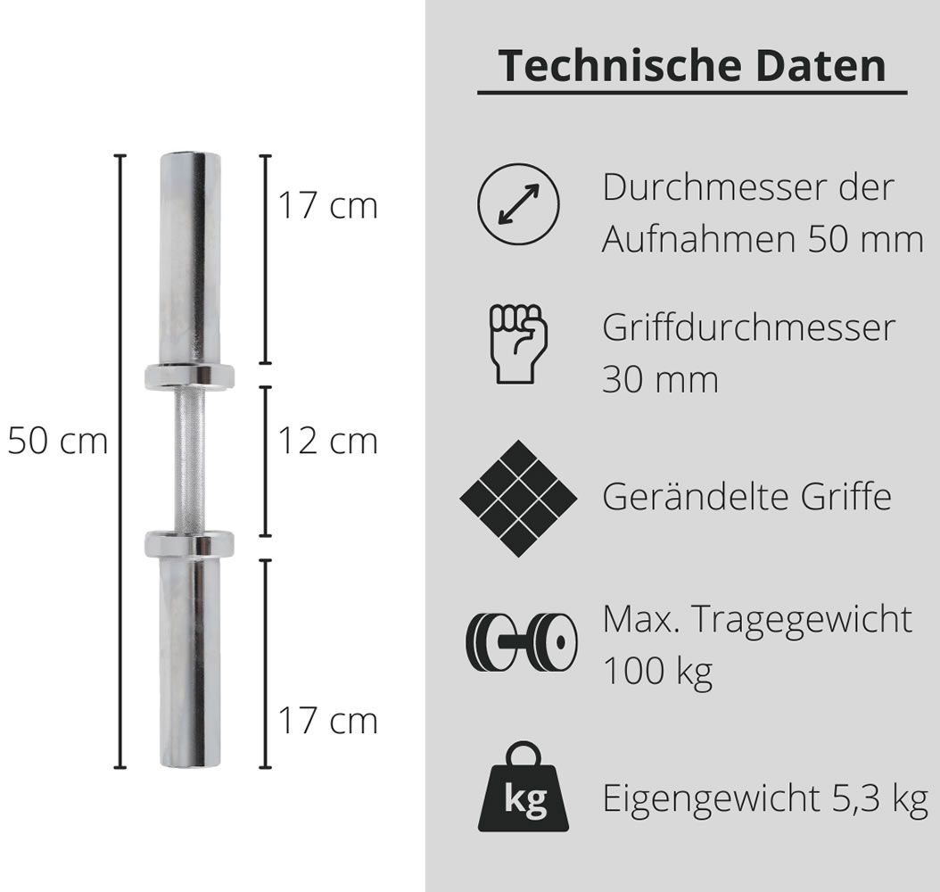 Fuel Fitness Olympia Kurzhantelstange 50mm inkl. Schnellverschlüsse 1 St
