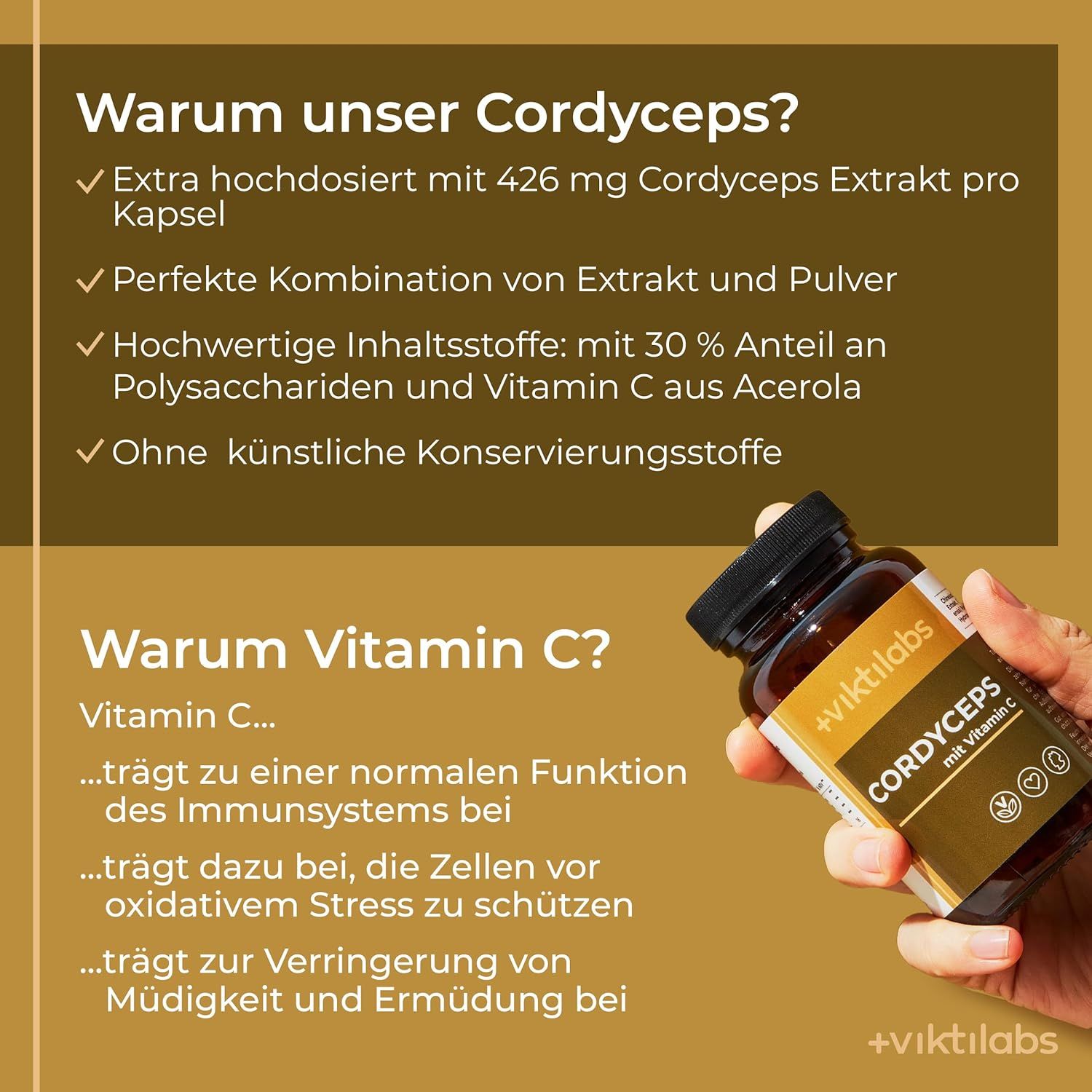 Viktilabs Premium Cordyceps: Vitalpilz mit Vitamin C
