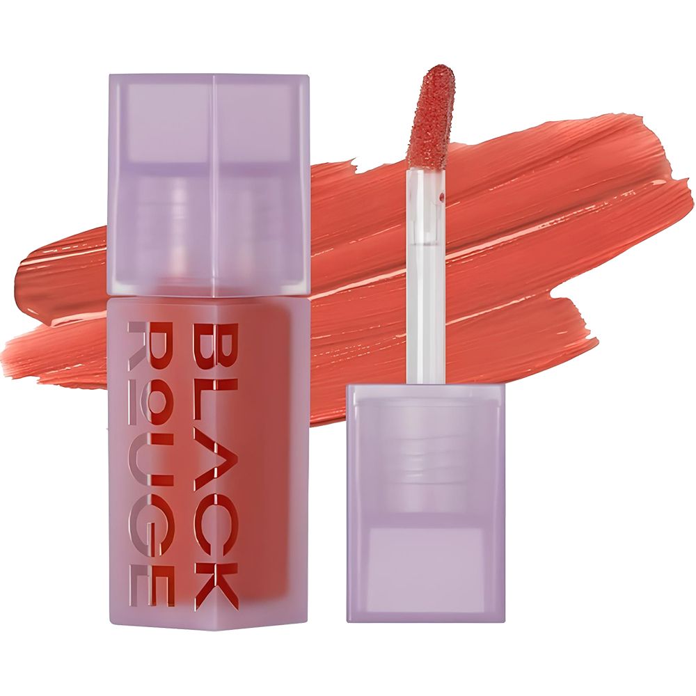 Lipgloss-Flakon mit Applikator und Farbabstrich. Aufschrift BLACK ROUGE. Inhalt: Apricot-Nudismus.