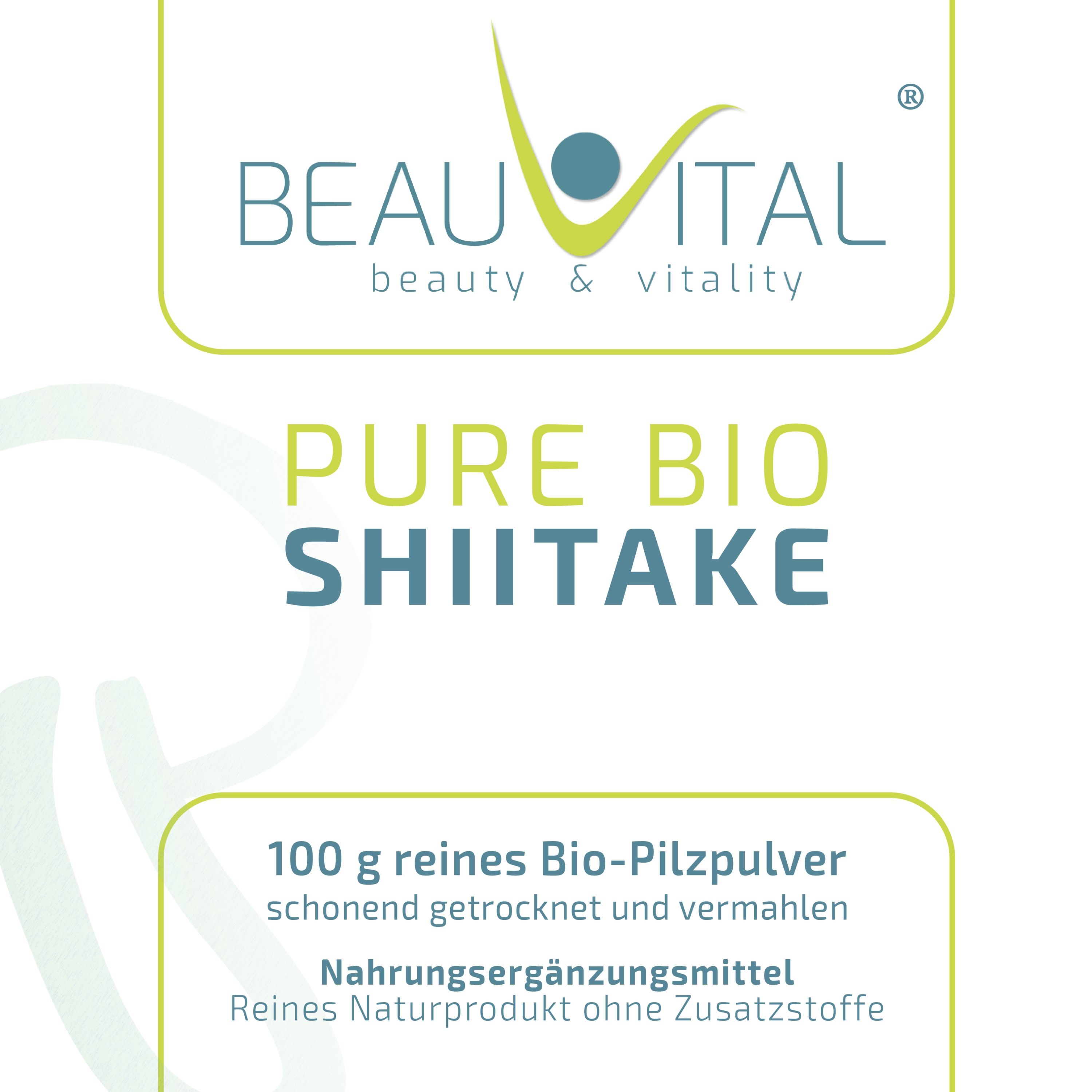 BEAUVITAL® Pure Bio Shiitake Pulver, Lentinula edodes aus EU-Anbau