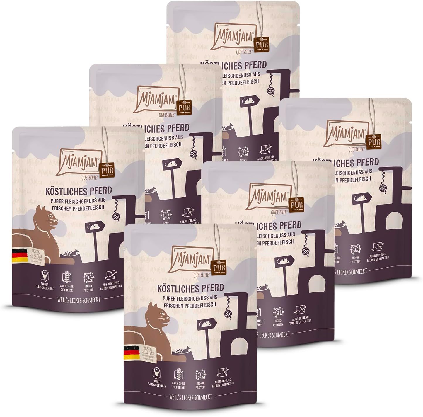 MjAMjAM - Quetschie Purer Fleischgenuss köstliches Pferd pur 6x300 g Futter