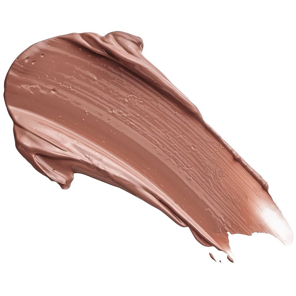 Ausgestrichene, cremefarbene Lipgloss-Textur. Die Textur ist schräg auf weißem Hintergrund aufgetragen.