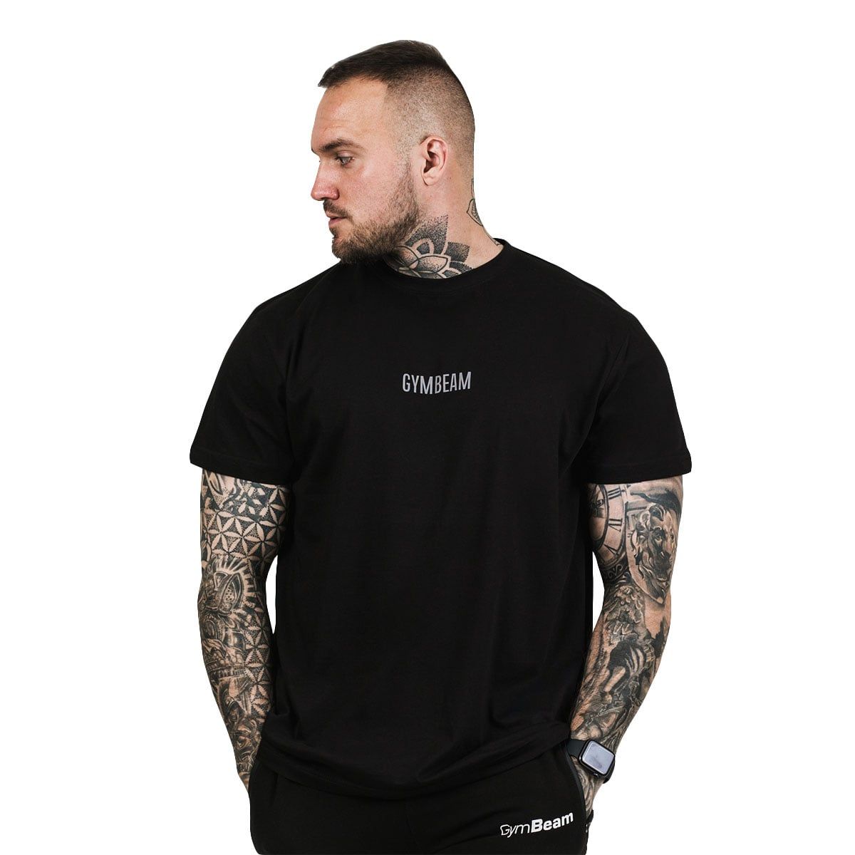 GymBeam T-Shirt Herren regular Kurzarm aus Baumwolle Schwarz FIT 1 St