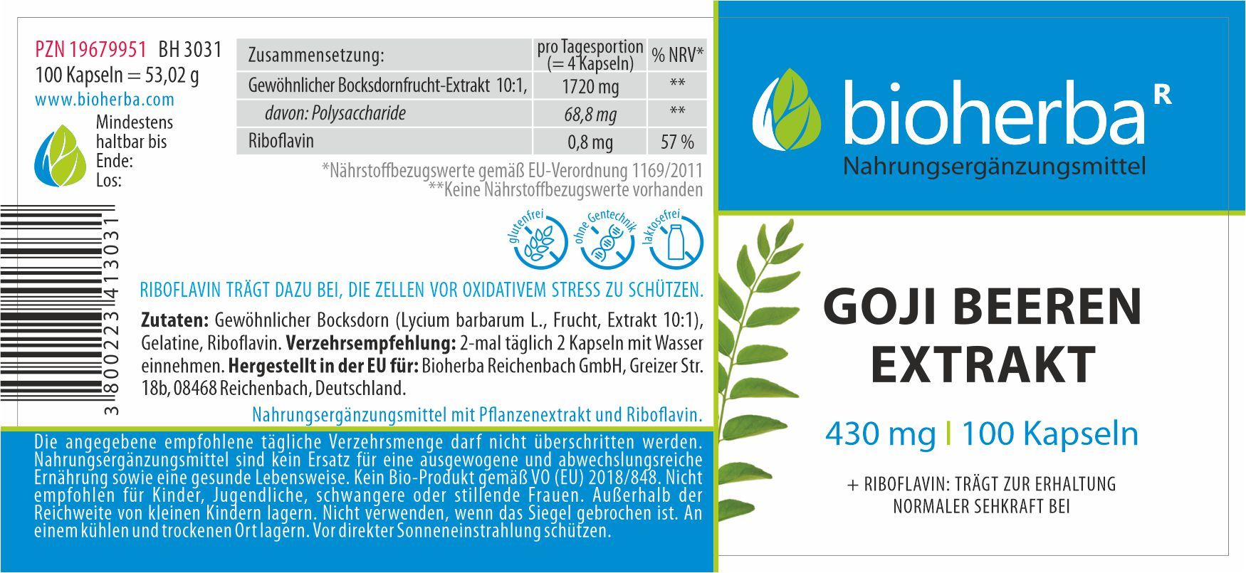 Bioherba Goji Beeren Extrakt Kapseln