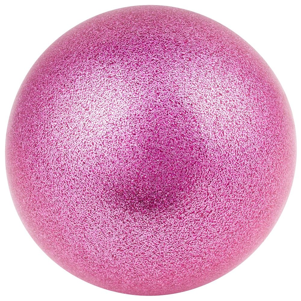 Glitzernder Gymnastikball in Pink. Runde Form mit glitzernder Oberfläche.