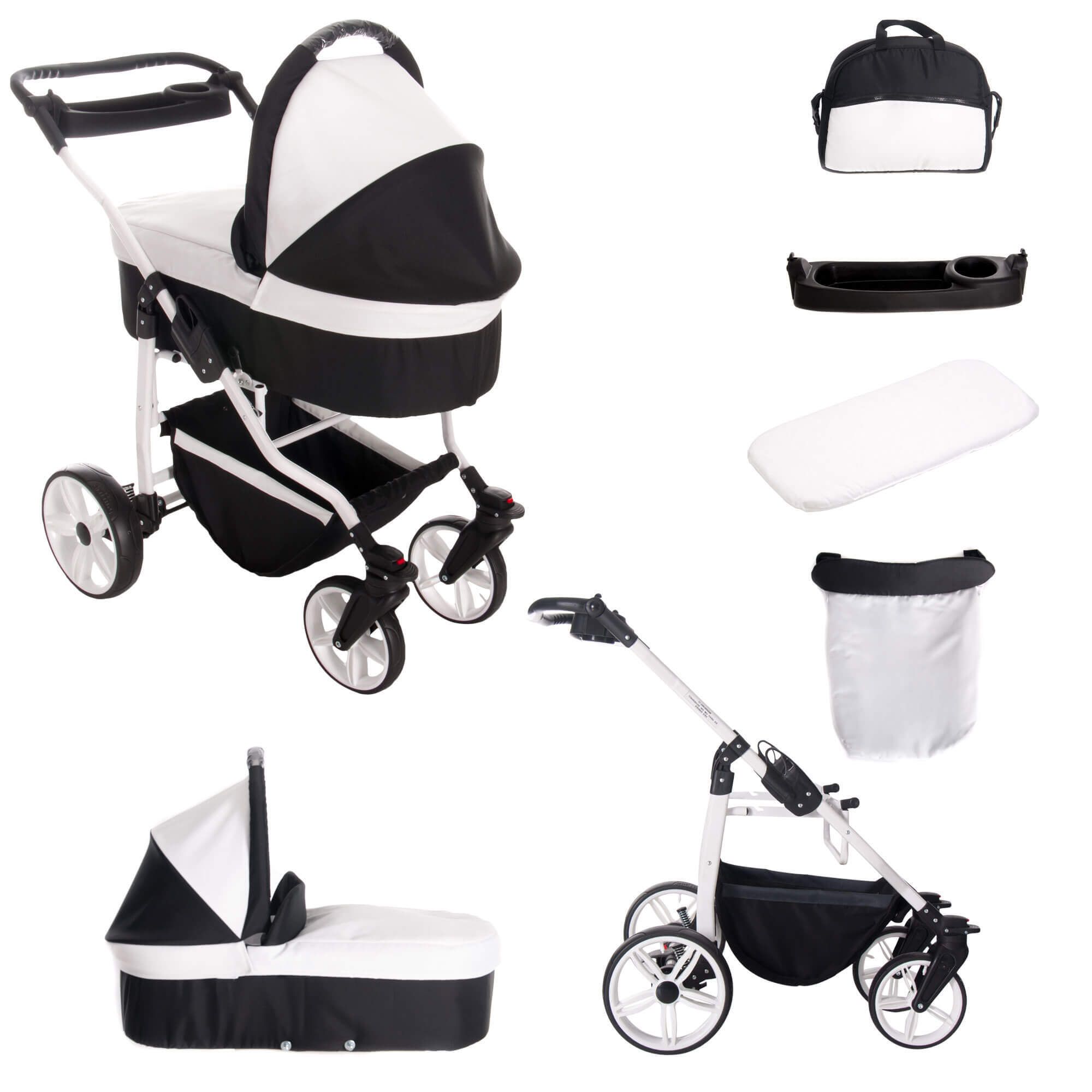 Bebebi Zürich 4 in 1 Kinderwagen Komplettset ISOFIX Basis Hartgummireifen, Matterhorn