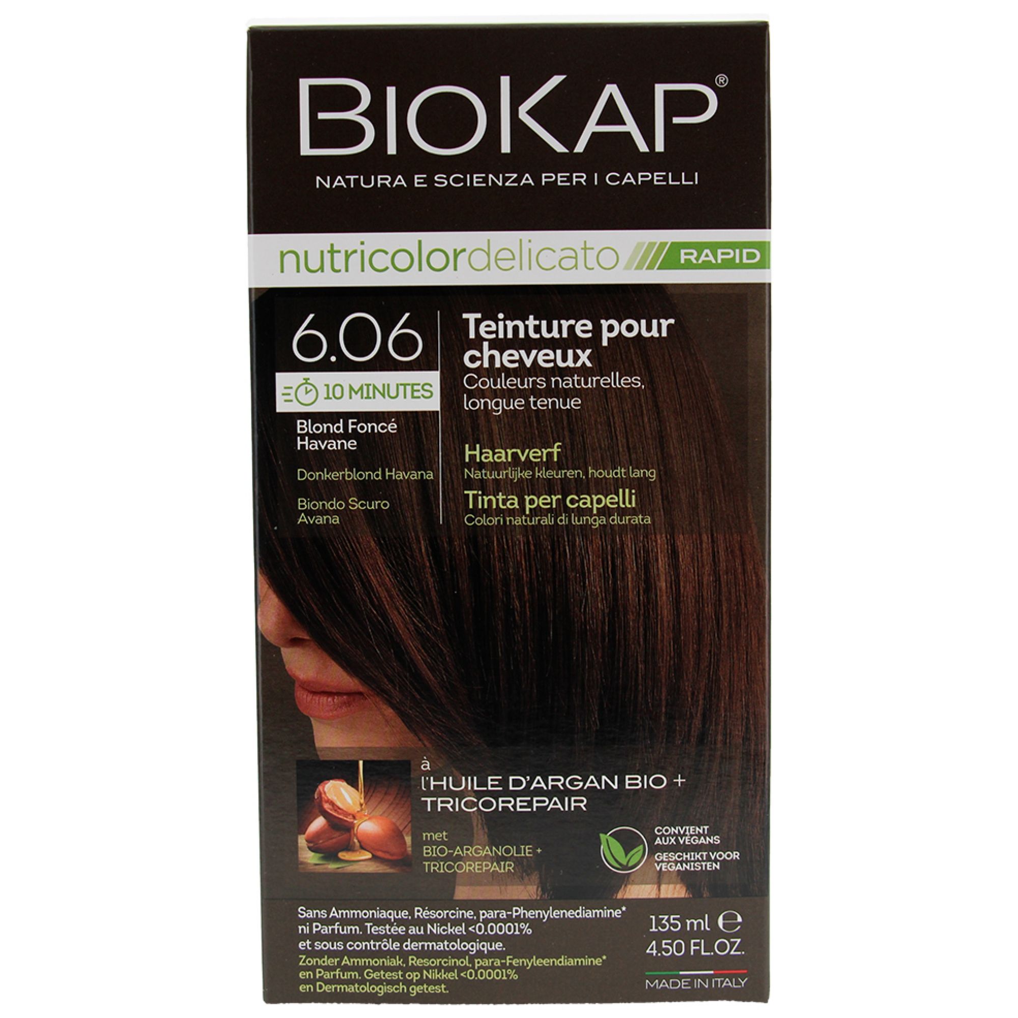 Biokap Nutricolor Delicato Rapid Haarfärbemittel (Haarfärbung : 6.06 Dunkelblond Havanna) 9x6,3x17 cm