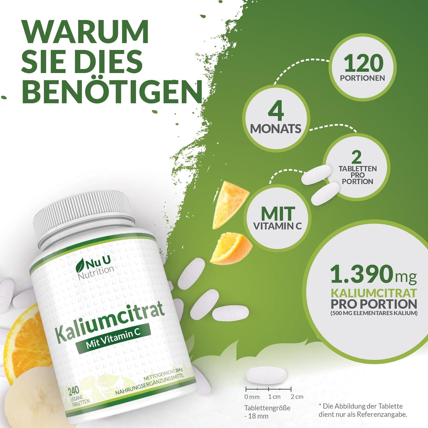 Nu U Nutrition Kaliumcitrat & Vitamin C Tabletten